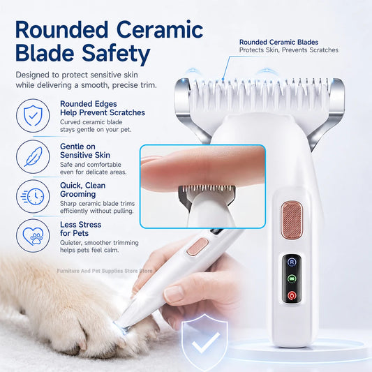 Professional Electric Pet Hair Trimmer | Waterproof, Quiet & LED Light for Dogs & Cats