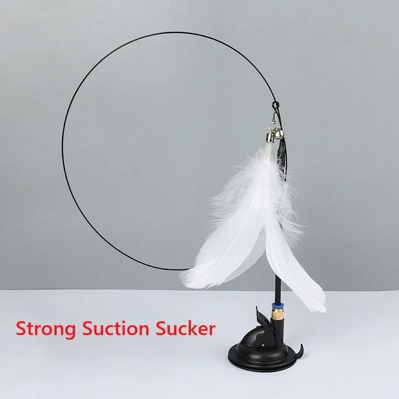 FeatherPounce™ Interactive Suction Cup Cat Wand Toy