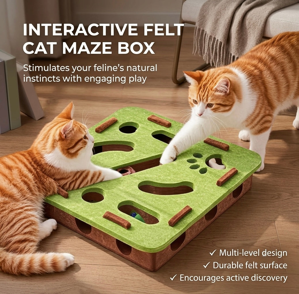 CuriosityBox™ Interactive Cat Maze & Felt Puzzle Game