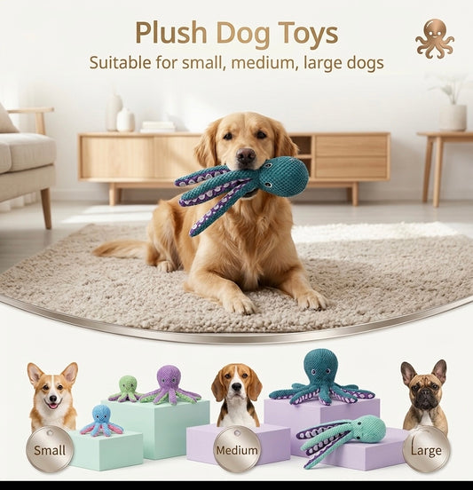 OctoChew™ Interactive Squeaky & Crinkle Octopus Dog Toy