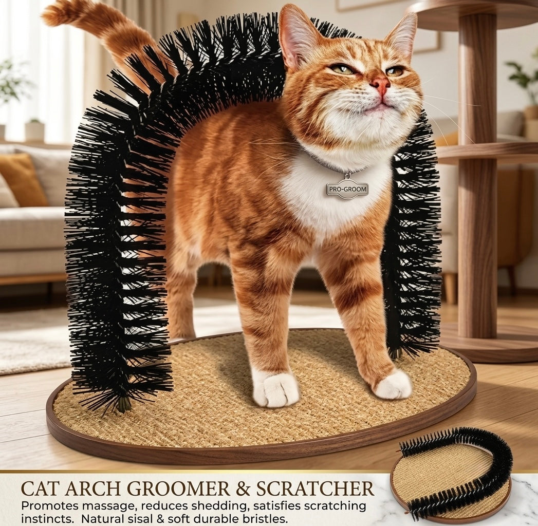 PurrPamper™ 3-in-1 Cat Grooming Arch & Scratch Pad