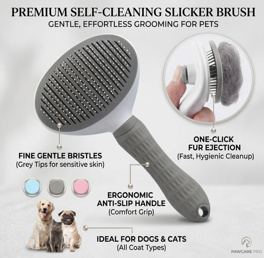 ProGroom™ Stainless Steel Pet Hair Brush – De-Shedding & Grooming Comb