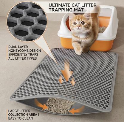 No-Mess Double-Layer Cat Litter Mat™ – Waterproof & Easy Clean