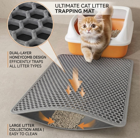 No-Mess Double-Layer Cat Litter Mat™ – Waterproof & Easy Clean