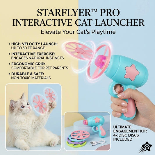 FlyDisc Launcher™ Interactive Cat Training & Chase Toy