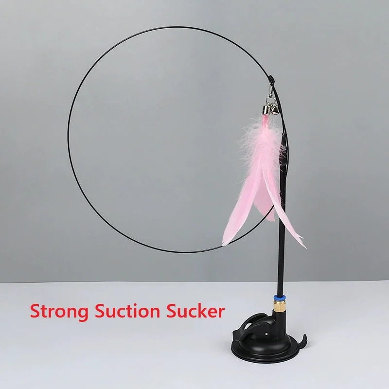 FeatherPounce™ Interactive Suction Cup Cat Wand Toy