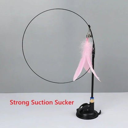 FeatherPounce™ Interactive Suction Cup Cat Wand Toy