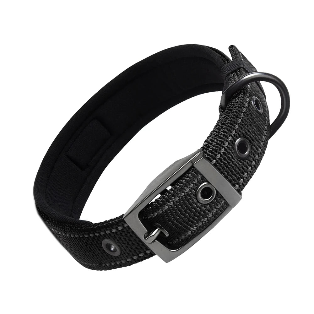 Reflective Nylon Dog Collar – Soft Padded, Escape-Proof & Adjustable