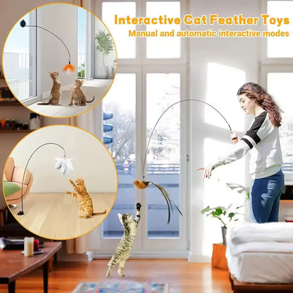 FeatherPounce™ Interactive Suction Cup Cat Wand Toy