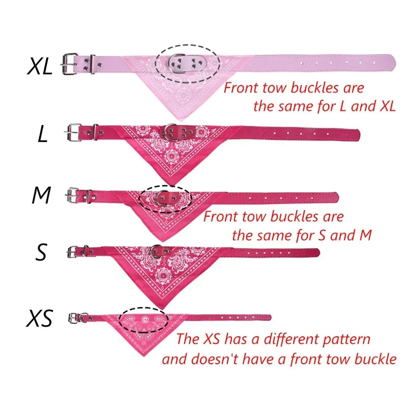 Adjustable PU Dog Collar with Bandana Scarf for Small & Medium Dogs