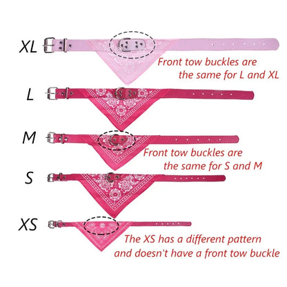Adjustable PU Dog Collar with Bandana Scarf for Small & Medium Dogs