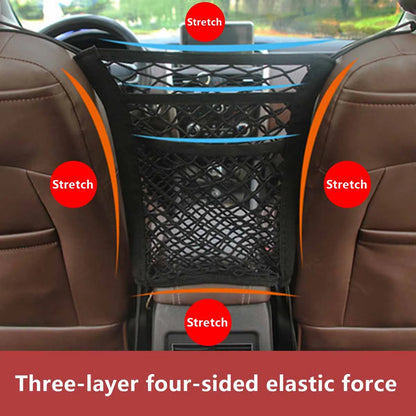 DriveSafe™ Double-Layer Pet Car Barrier & Mesh Storage Net