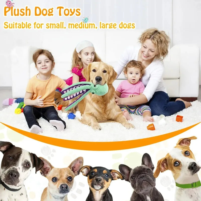 OctoChew™ Interactive Squeaky & Crinkle Octopus Dog Toy