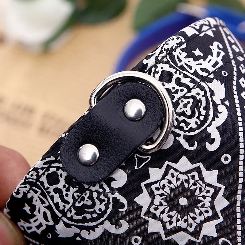 Adjustable PU Dog Collar with Bandana Scarf for Small & Medium Dogs