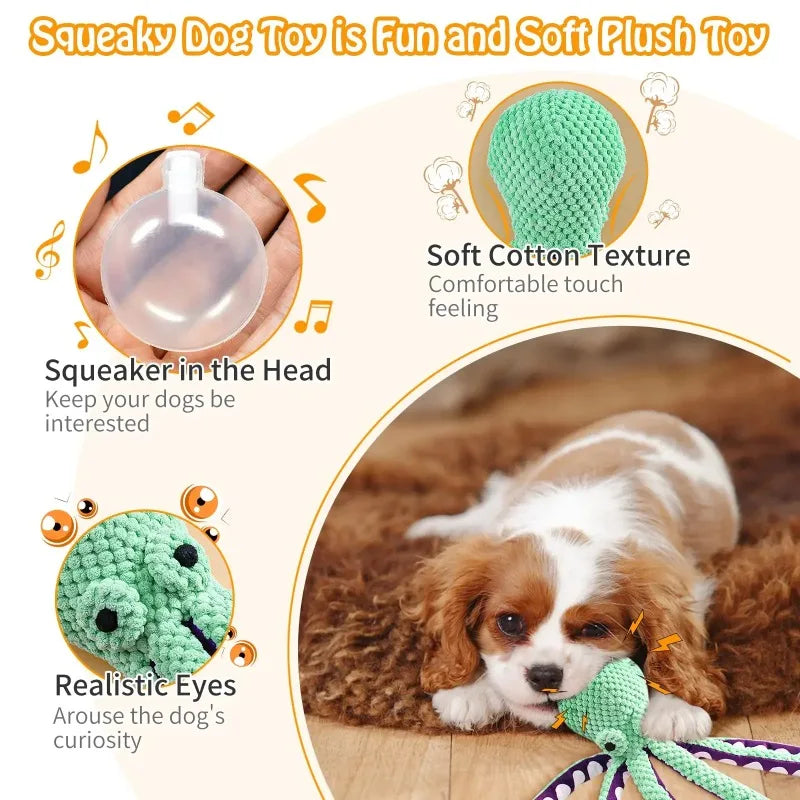 OctoChew™ Interactive Squeaky & Crinkle Octopus Dog Toy