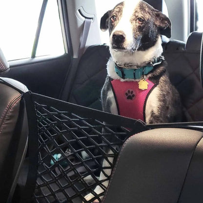 DriveSafe™ Double-Layer Pet Car Barrier & Mesh Storage Net