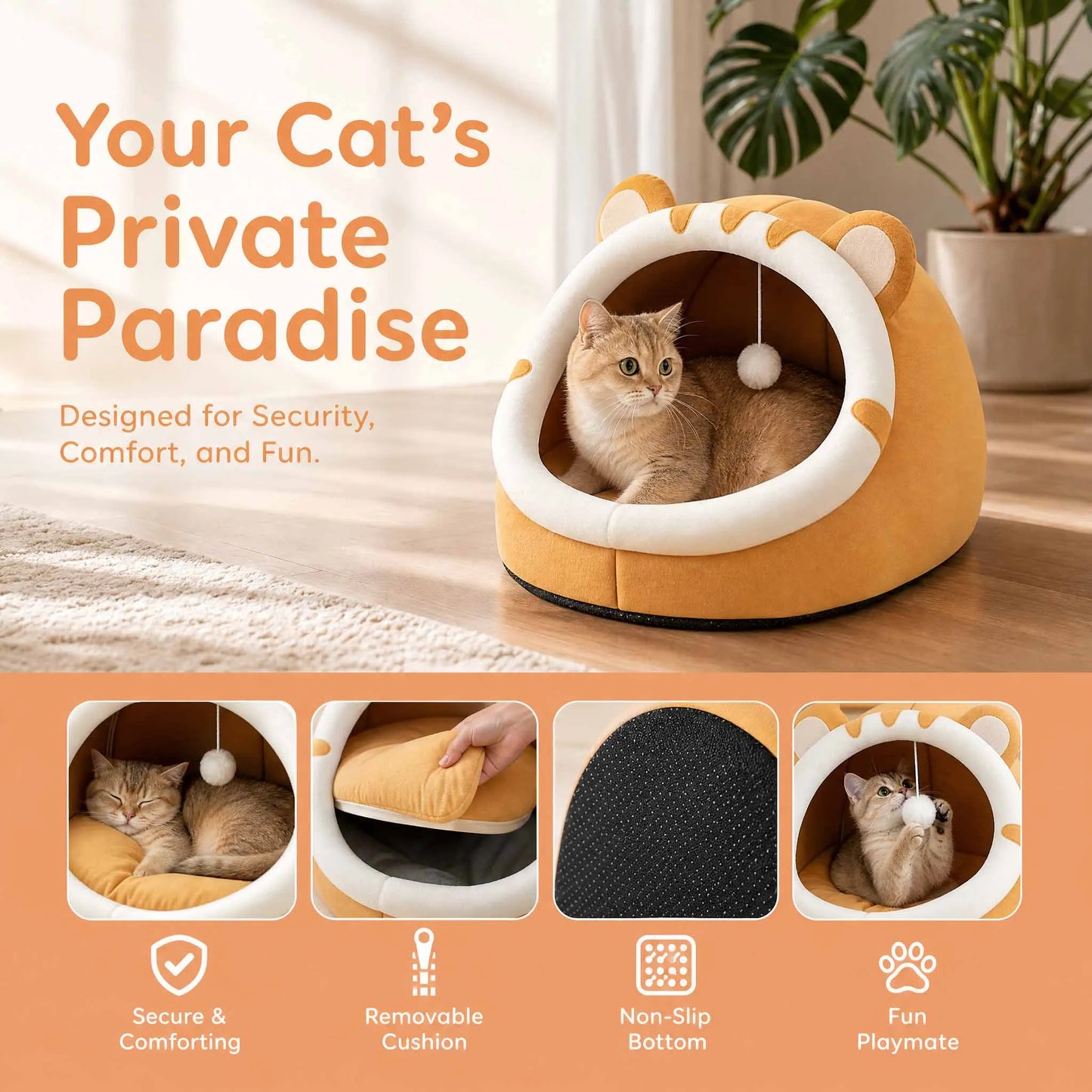 CozyCave™ 2-in-1 Warm Pet House & Cat Cave Bed
