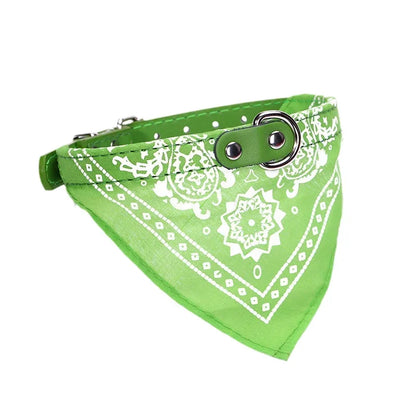 Adjustable PU Dog Collar with Bandana Scarf for Small & Medium Dogs