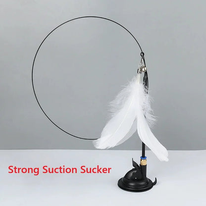 FeatherPounce™ Interactive Suction Cup Cat Wand Toy