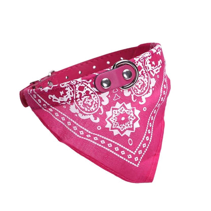 Adjustable PU Dog Collar with Bandana Scarf for Small & Medium Dogs