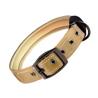 Reflective Nylon Dog Collar – Soft Padded, Escape-Proof & Adjustable