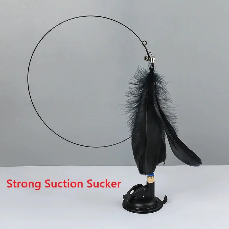 FeatherPounce™ Interactive Suction Cup Cat Wand Toy