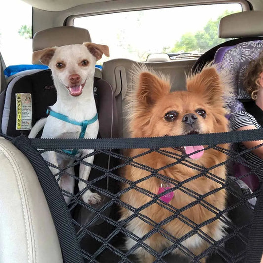 DriveSafe™ Double-Layer Pet Car Barrier & Mesh Storage Net