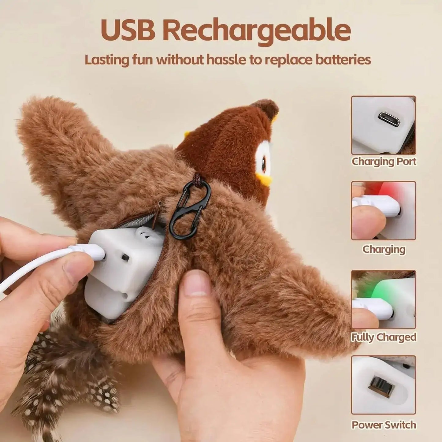 Flap & Chirp™ Rechargeable Interactive Bird Cat Toy