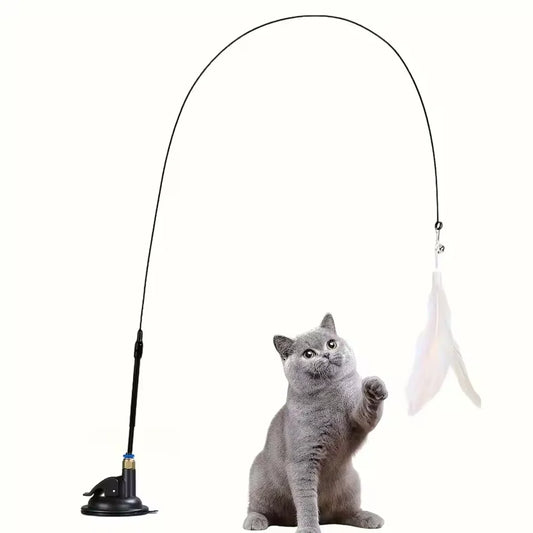 FeatherPounce™ Interactive Suction Cup Cat Wand Toy
