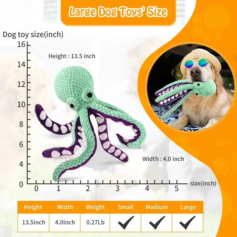 OctoChew™ Interactive Squeaky & Crinkle Octopus Dog Toy