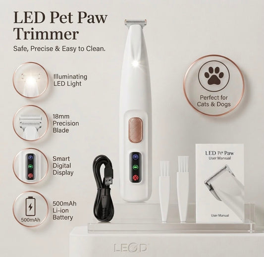 Professional Electric Pet Hair Trimmer | Waterproof, Quiet & LED Light for Dogs & Cats
